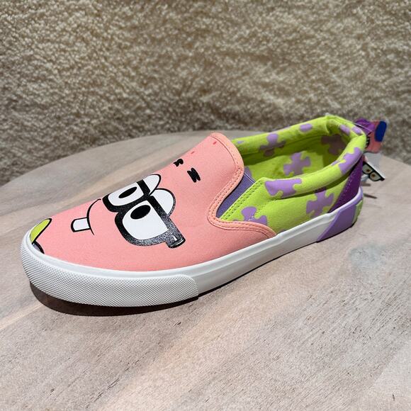 Ground Up Spongebob Squarepants Womens Slip On Patrick Canvas Sneaker Size 9 - Picture 7 of 16